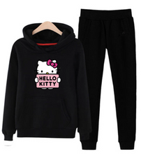 Load image into Gallery viewer, p66 3xl hello-kitty 2019 winter women ladies 2pcs long sleeve fleece hoodie Sweatshirts Set pullover Suit Tracksuits clothes