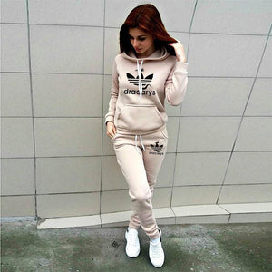 2019 Autumn Winter 2 Piece Set Women Hoodie Pants Printed Tracksuit Pullover Sweatshirt Trousers With Pockets Tracksuit Suits
